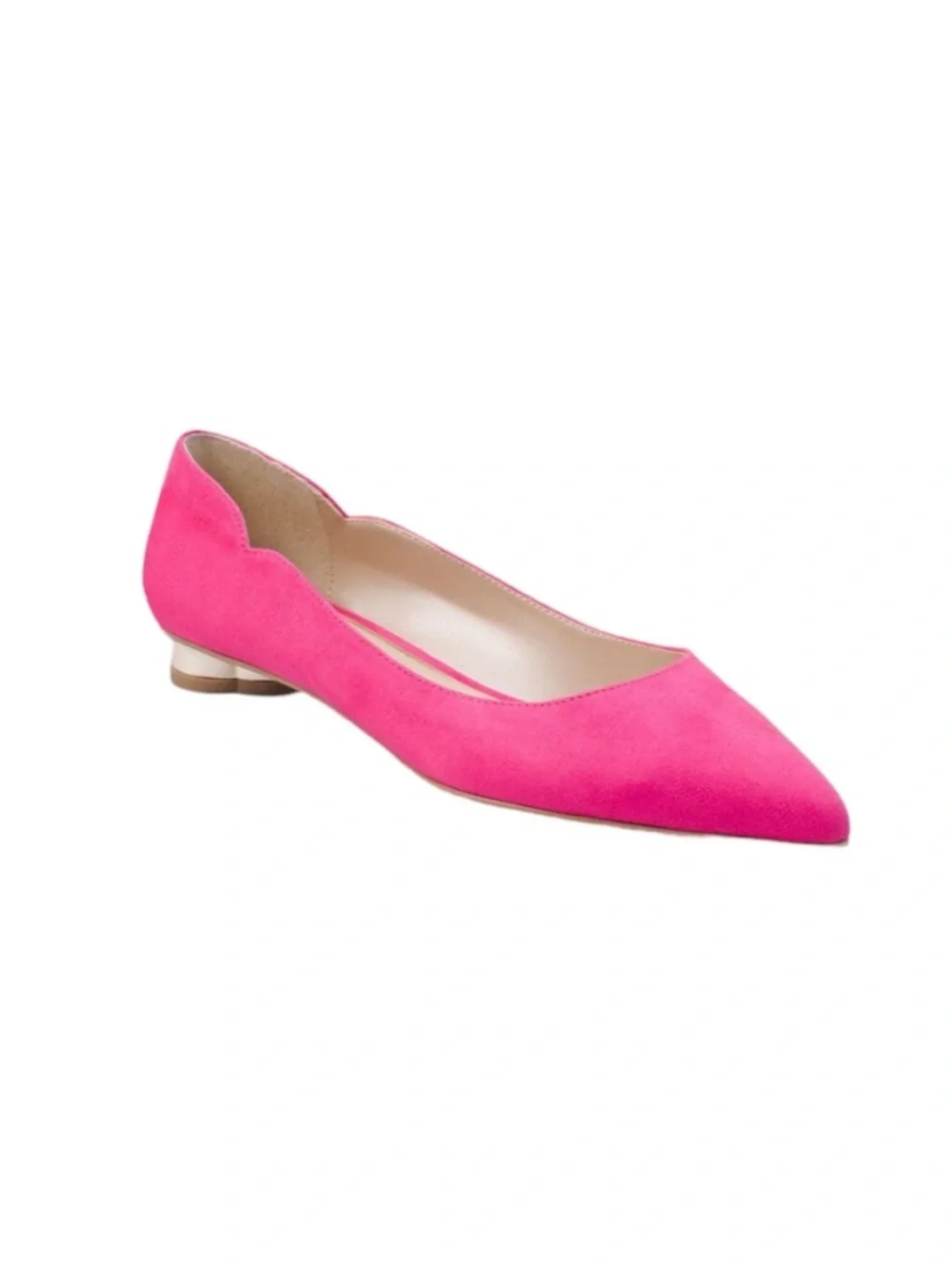 White House Black Market Bellamy Scalloped Pink Flat Size 6.5 - Picture 2 of 11